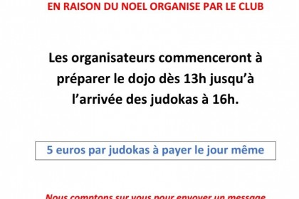Pas de cours le mercredi 17 décembre en raison du noël du club !!!!!!