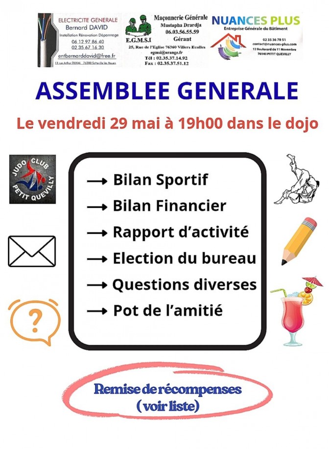 Image de l'actu 'Assemblée générale du club le 29mai à 19h au dojo'