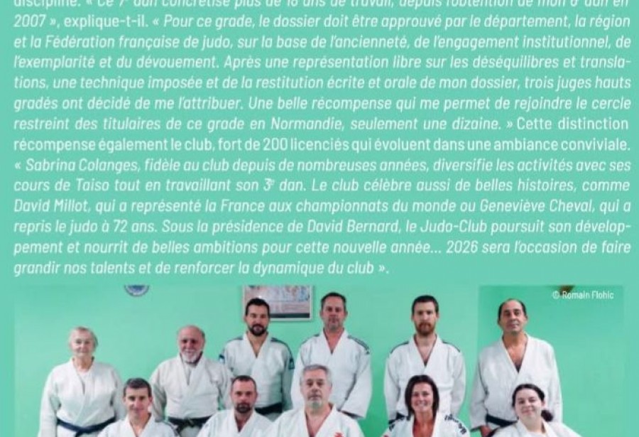 article dans le magazine de Petit Quevilly pour l'obtention du 7ème dan de Pascal Grandsire